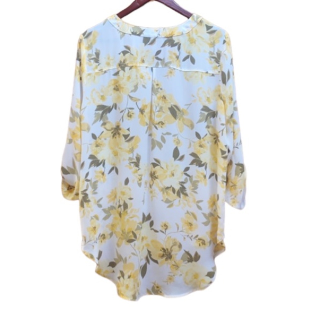 Cato Chiffon Tunic V-neckline Roll-tabs sleeve / Large - Picture 3 of 15